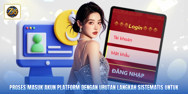 Proses masuk akun platform dengan urutan langkah sistematis untuk